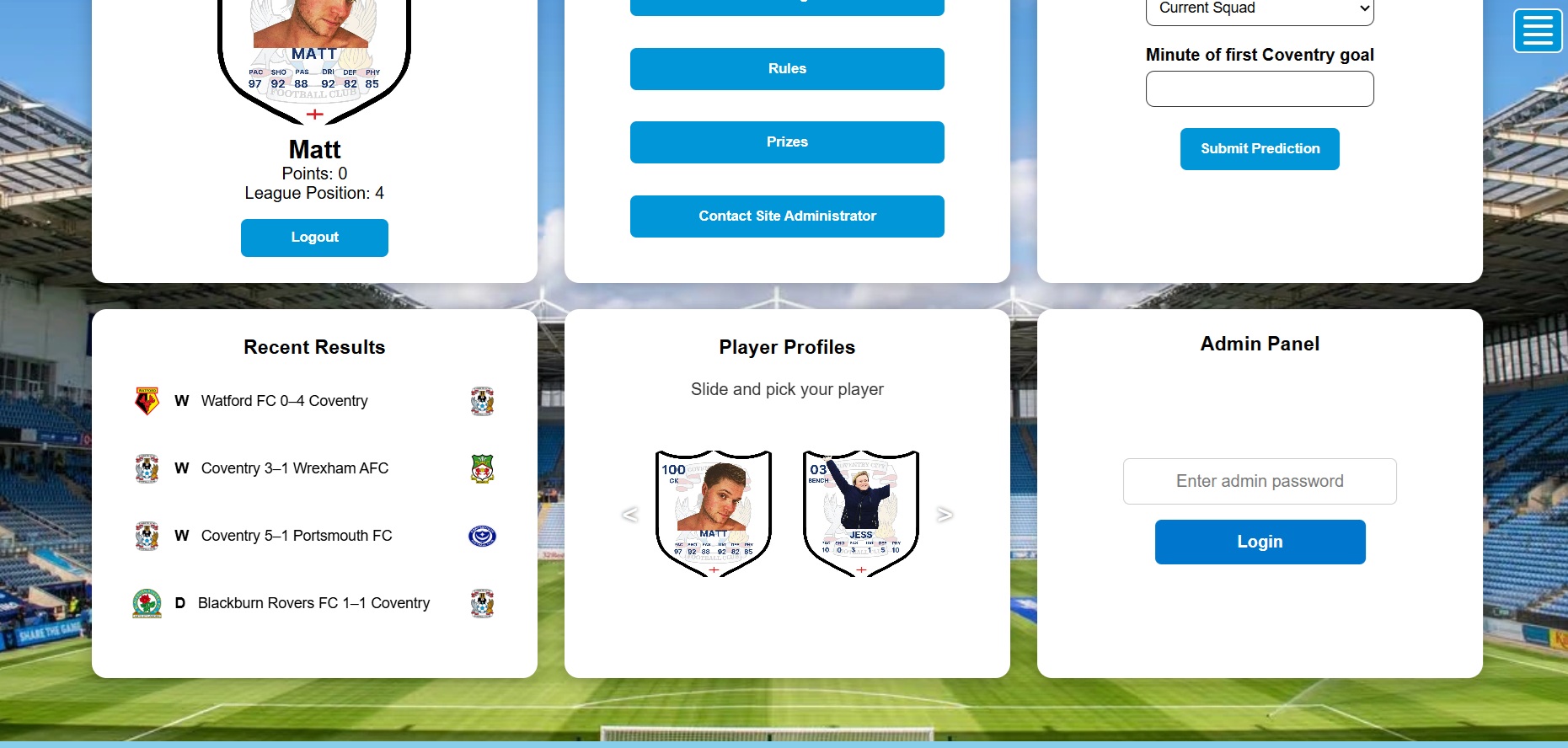 Cov Family League Website